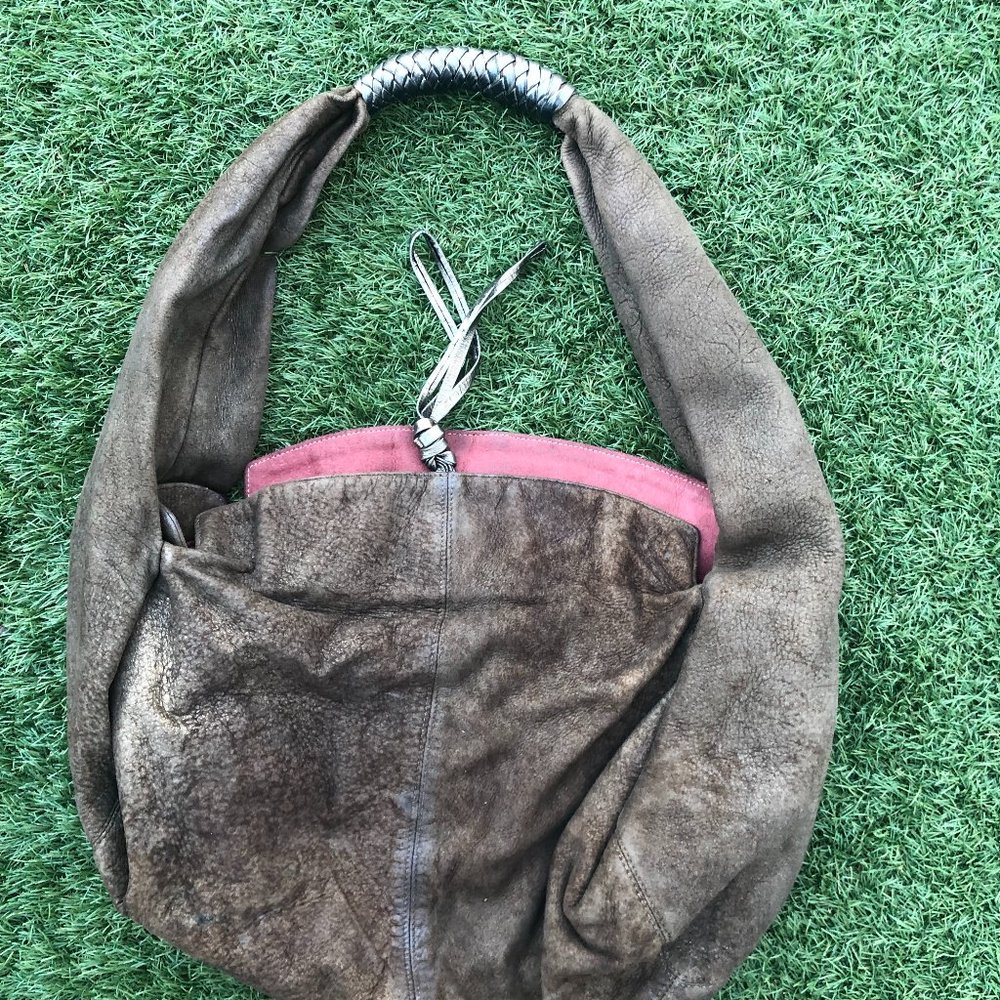 Melanie Dizon Leather Suede Hobo Shoulder Bag